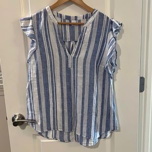 Breezy blue white stripe shirt - M